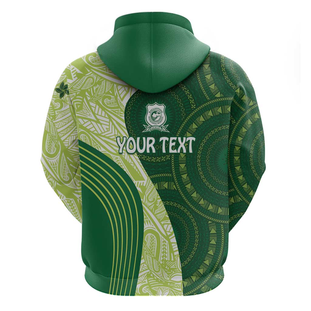 Fiji Ballantine Memorial High School Personalised Zip Hoodie Masi Tapa Mix Plumeria LT7 - Polynesian Pride