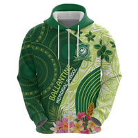 Fiji Ballantine Memorial High School Personalised Zip Hoodie Masi Tapa Mix Plumeria LT7 - Polynesian Pride