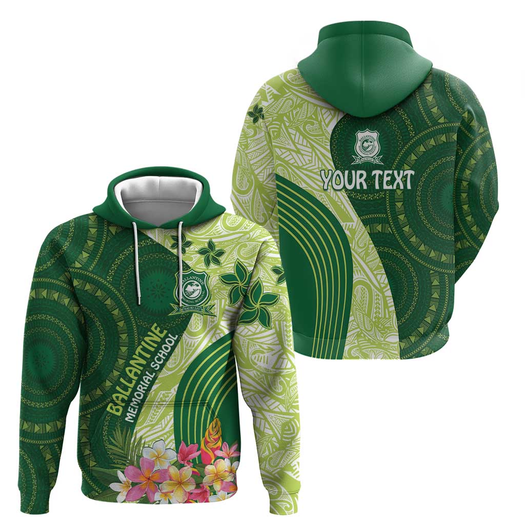 Fiji Ballantine Memorial High School Personalised Zip Hoodie Masi Tapa Mix Plumeria LT7 - Polynesian Pride
