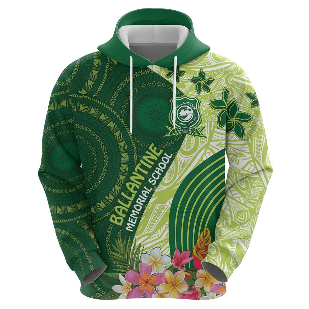 Fiji Ballantine Memorial High School Personalised Zip Hoodie Masi Tapa Mix Plumeria LT7 - Polynesian Pride