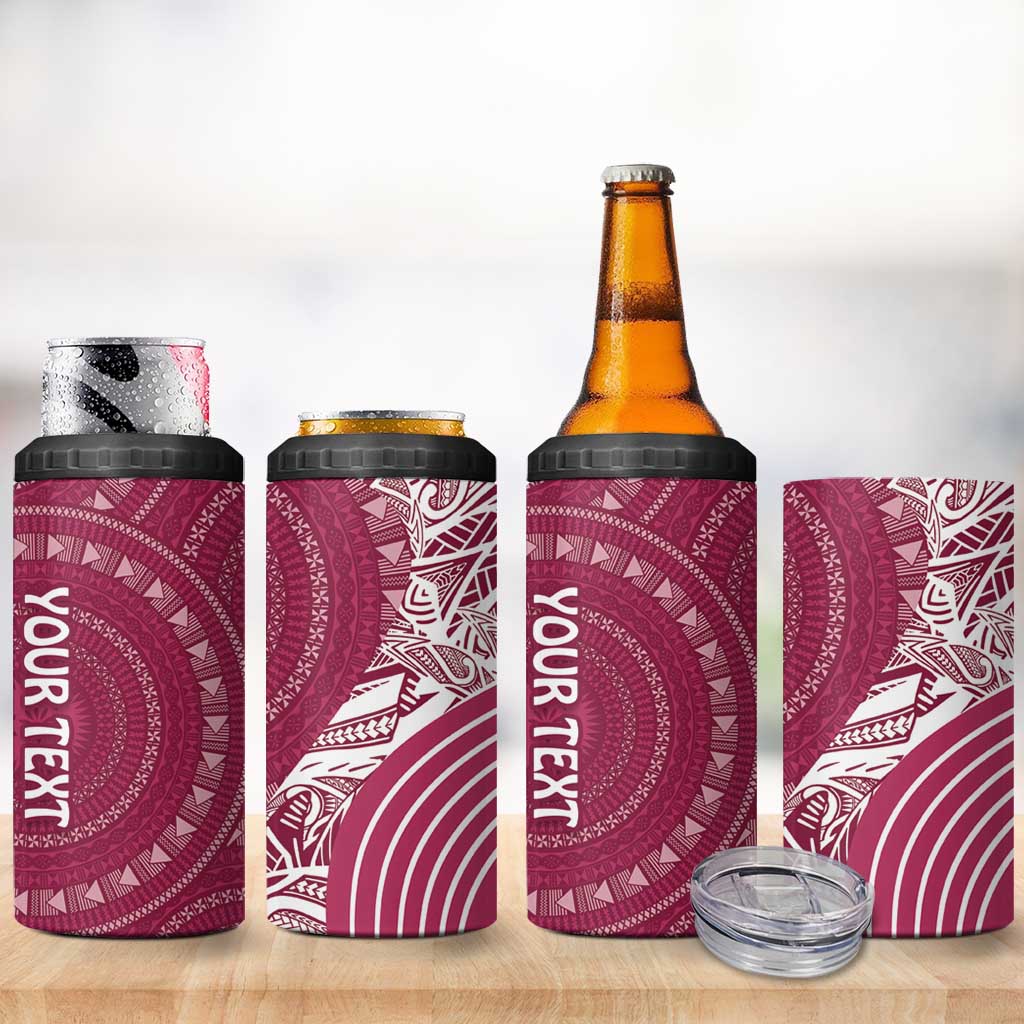 Fiji Adi Cakobau School Personalised 4 in 1 Can Cooler Tumbler Masi Tapa Mix Plumeria LT7 - Polynesian Pride