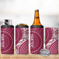 Fiji Adi Cakobau School Personalised 4 in 1 Can Cooler Tumbler Masi Tapa Mix Plumeria LT7 - Polynesian Pride