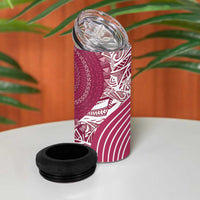 Fiji Adi Cakobau School Personalised 4 in 1 Can Cooler Tumbler Masi Tapa Mix Plumeria LT7 - Polynesian Pride