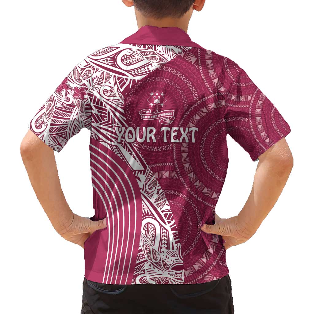 Fiji Adi Cakobau School Personalised Family Matching Long Sleeve Bodycon Dress and Hawaiian Shirt Masi Tapa Mix Plumeria LT7 - Polynesian Pride