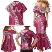 Fiji Adi Cakobau School Personalised Family Matching Mermaid Dress and Hawaiian Shirt Masi Tapa Mix Plumeria LT7 - Polynesian Pride