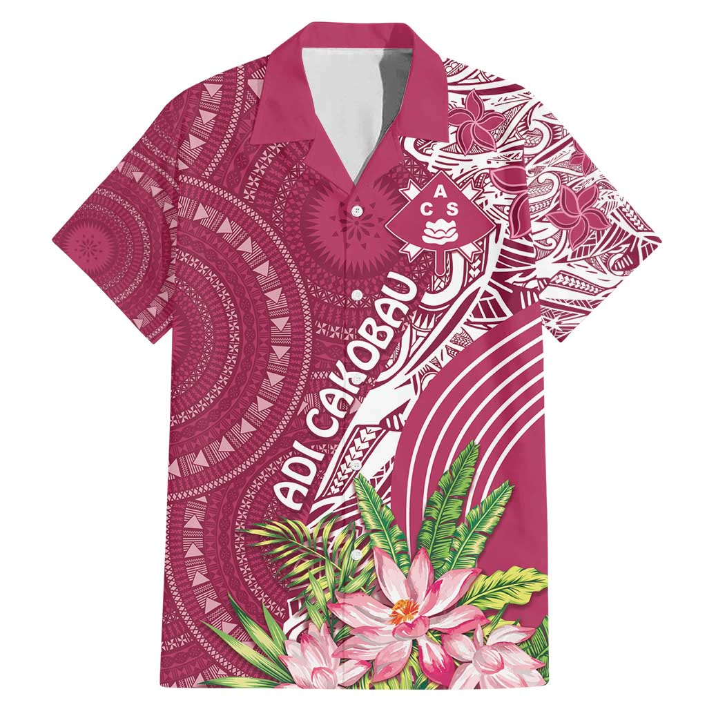 Fiji Adi Cakobau School Personalised Family Matching Mermaid Dress and Hawaiian Shirt Masi Tapa Mix Plumeria LT7 Dad's Shirt - Short Sleeve Maroon - Polynesian Pride