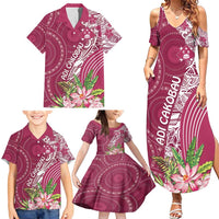 Fiji Adi Cakobau School Personalised Family Matching Summer Maxi Dress and Hawaiian Shirt Masi Tapa Mix Plumeria LT7 - Polynesian Pride