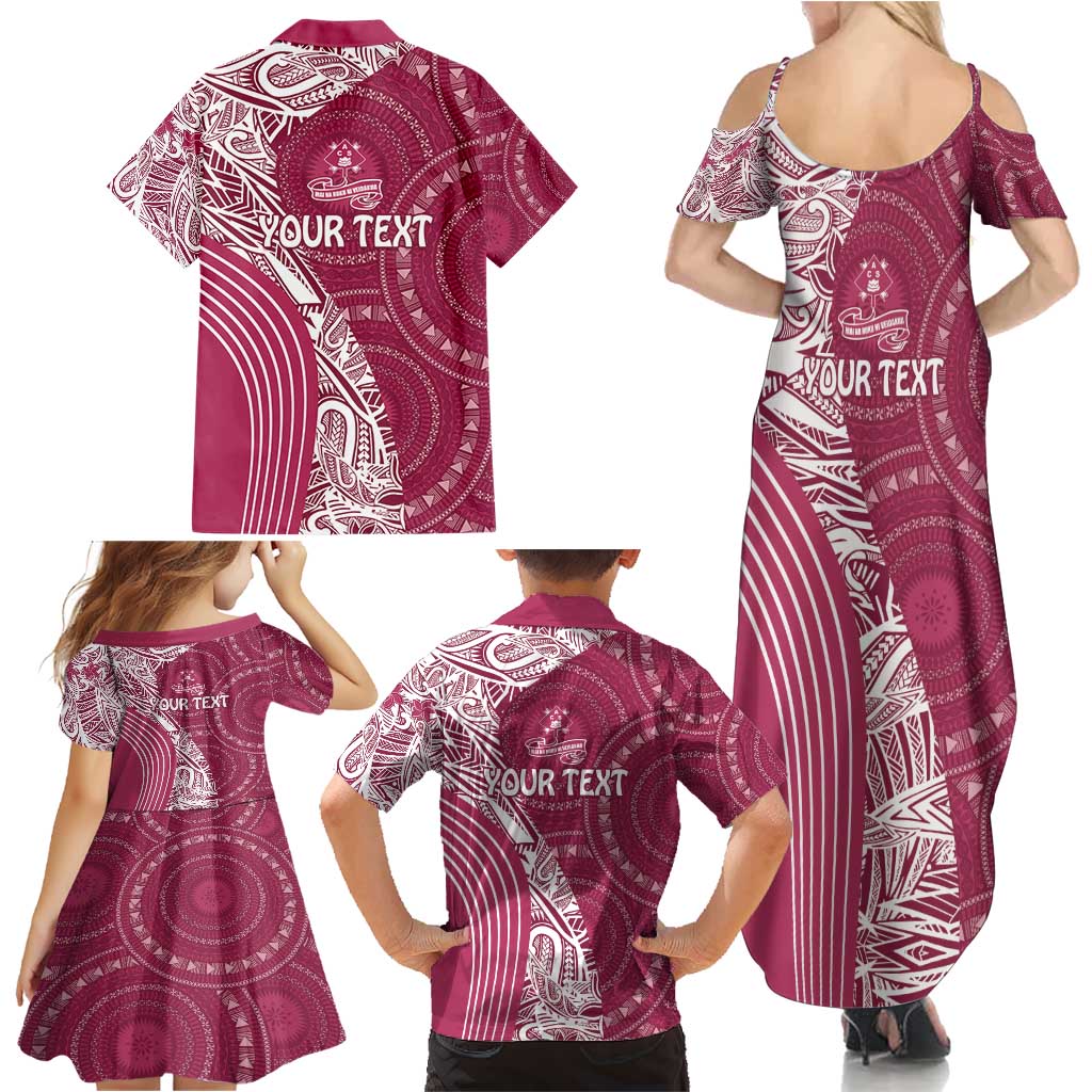 Fiji Adi Cakobau School Personalised Family Matching Summer Maxi Dress and Hawaiian Shirt Masi Tapa Mix Plumeria LT7 - Polynesian Pride