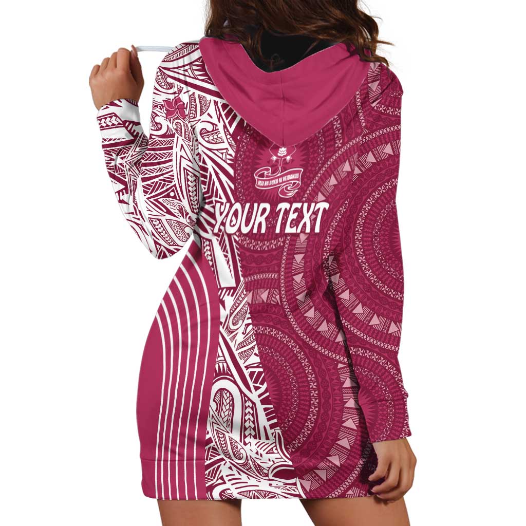 Fiji Adi Cakobau School Personalised Hoodie Dress Masi Tapa Mix Plumeria LT7 - Polynesian Pride
