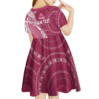 Fiji Adi Cakobau School Personalised Kid Short Sleeve Dress Masi Tapa Mix Plumeria LT7 - Polynesian Pride