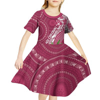 Fiji Adi Cakobau School Personalised Kid Short Sleeve Dress Masi Tapa Mix Plumeria LT7 - Polynesian Pride