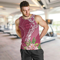 Fiji Adi Cakobau School Personalised Men Tank Top Masi Tapa Mix Plumeria LT7 Maroon - Polynesian Pride