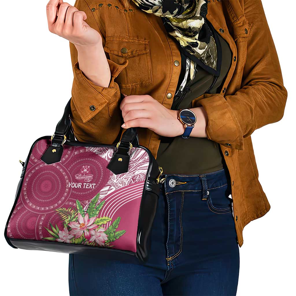 Fiji Adi Cakobau School Personalised Shoulder Handbag Masi Tapa Mix Plumeria
