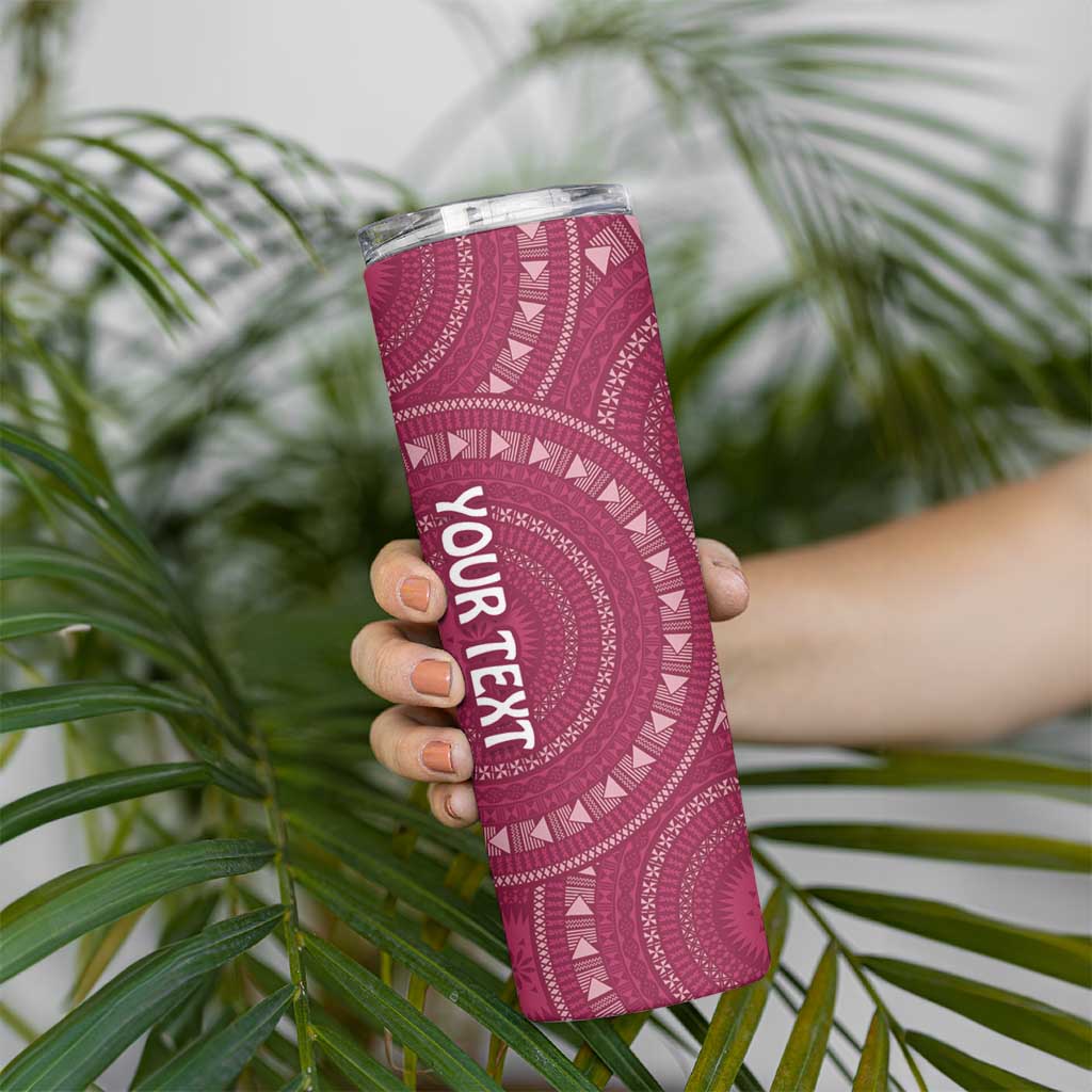Fiji Adi Cakobau School Personalised Skinny Tumbler Masi Tapa Mix Plumeria LT7 - Polynesian Pride