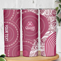 Fiji Adi Cakobau School Personalised Skinny Tumbler Masi Tapa Mix Plumeria LT7 - Polynesian Pride