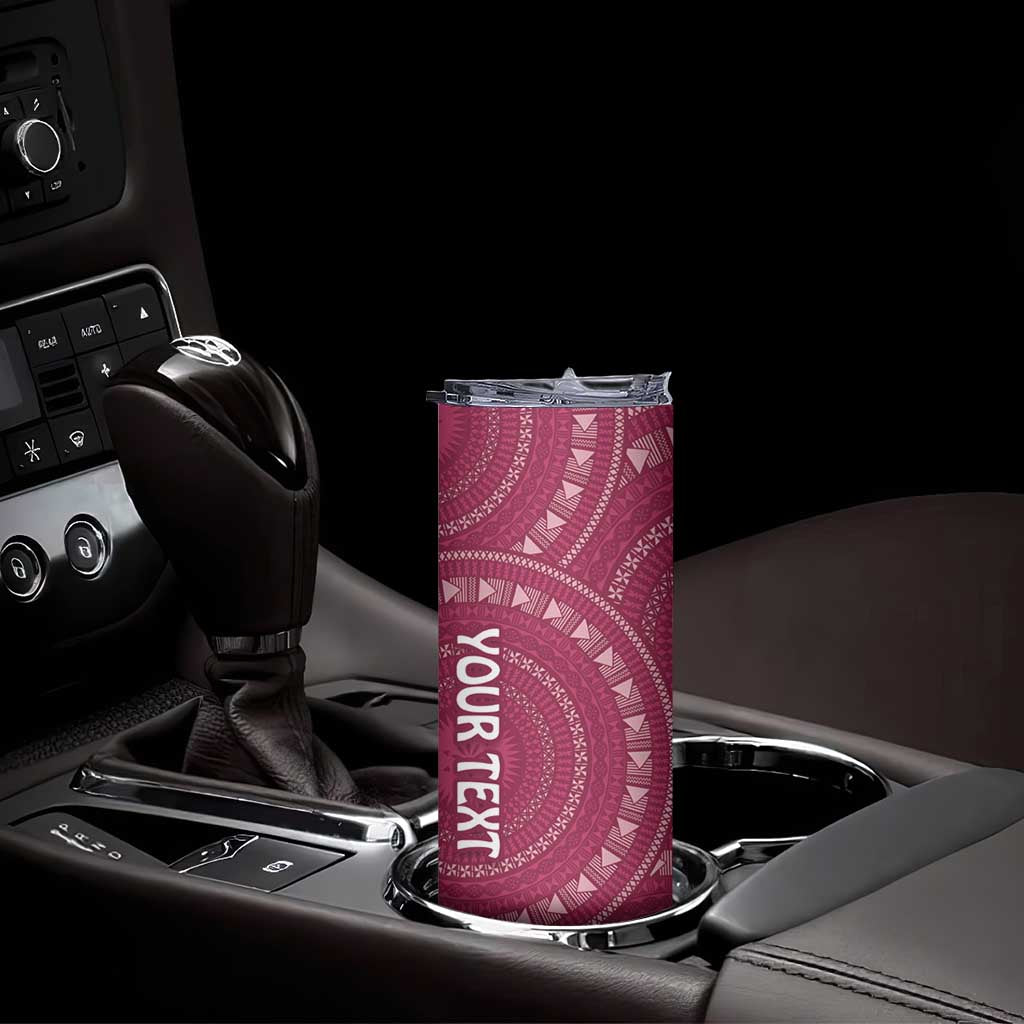 Fiji Adi Cakobau School Personalised Skinny Tumbler Masi Tapa Mix Plumeria LT7 - Polynesian Pride