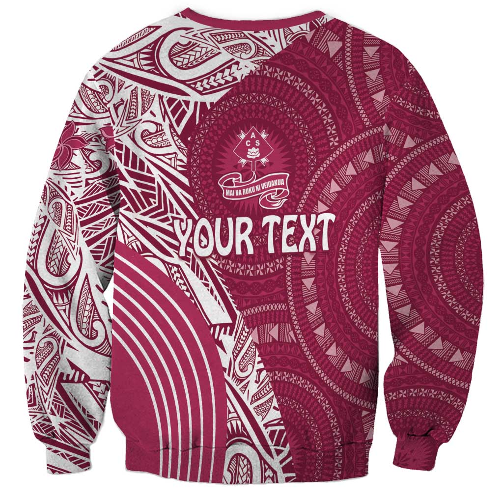 Fiji Adi Cakobau School Personalised Sweatshirt Masi Tapa Mix Plumeria LT7 - Polynesian Pride