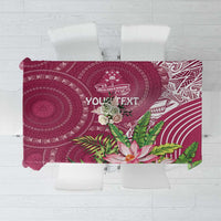 Fiji Adi Cakobau School Personalised Tablecloth Masi Tapa Mix Plumeria LT7 Maroon - Polynesian Pride