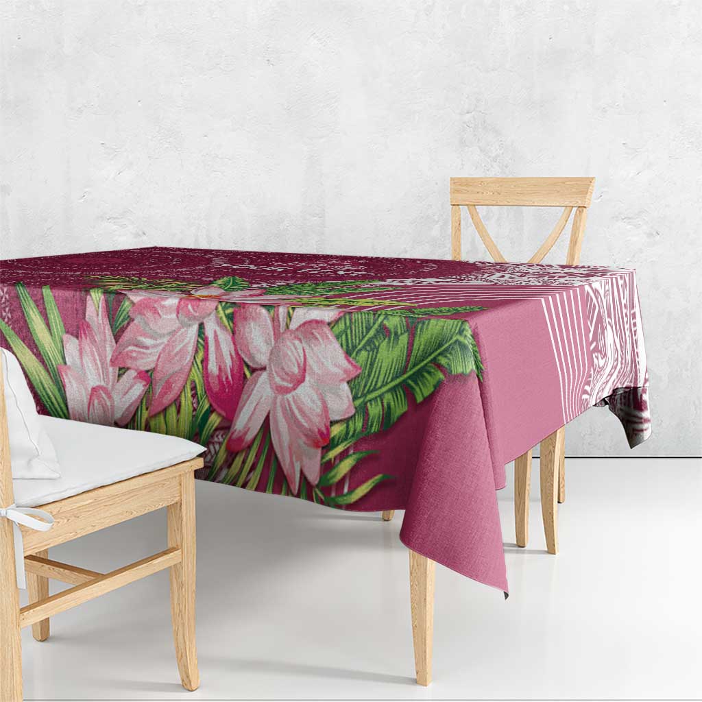 Fiji Adi Cakobau School Personalised Tablecloth Masi Tapa Mix Plumeria LT7 - Polynesian Pride