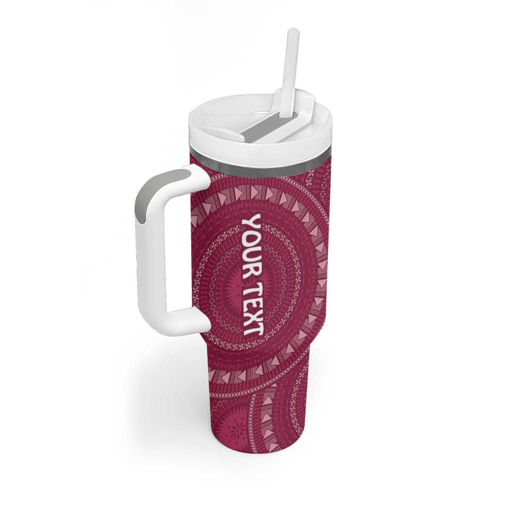 Fiji Adi Cakobau School Personalised Tumbler With Handle Masi Tapa Mix Plumeria