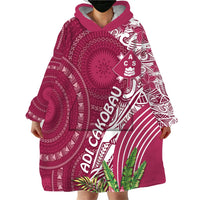 Fiji Adi Cakobau School Personalised Wearable Blanket Hoodie Masi Tapa Mix Plumeria LT7 - Polynesian Pride
