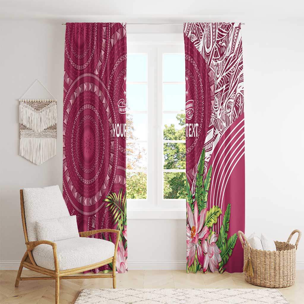 Fiji Adi Cakobau School Personalised Window Curtain Masi Tapa Mix Plumeria