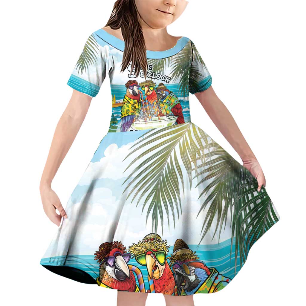 It's 5 o'clock Somewhere Family Matching Off Shoulder Short Dress and Hawaiian Shirt Beach Party LT7 Daughter's Dress Colorful - Polynesian Pride