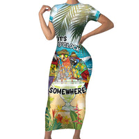 It's 5 o'clock Somewhere Family Matching Short Sleeve Bodycon Dress and Hawaiian Shirt Beach Party - Polynesian Pride