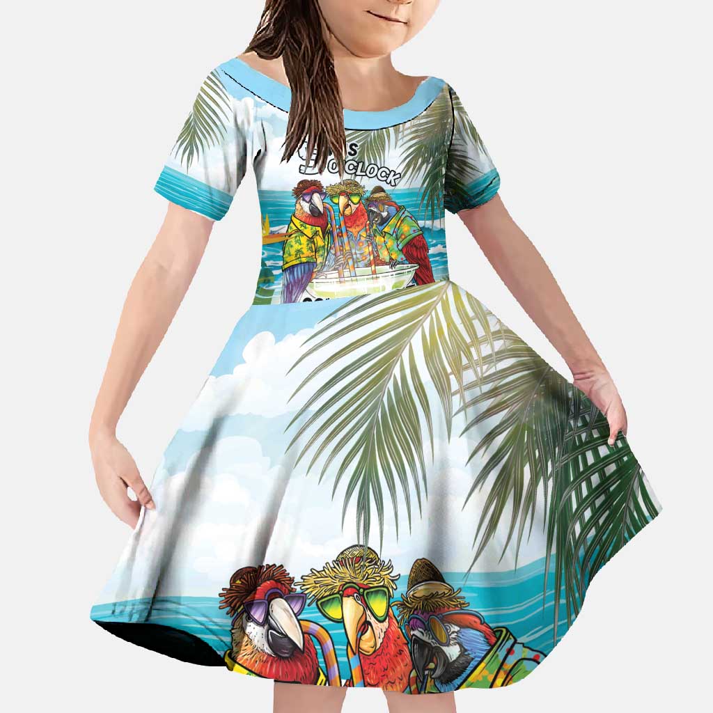 It's 5 o'clock Somewhere Family Matching Tank Maxi Dress and Hawaiian Shirt Beach Party LT7 Daughter's Dress Colorful - Polynesian Pride