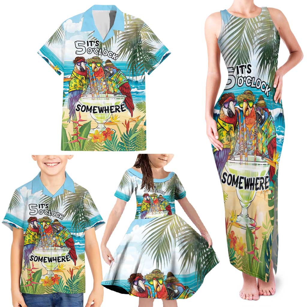 It's 5 o'clock Somewhere Family Matching Tank Maxi Dress and Hawaiian Shirt Beach Party LT7 - Polynesian Pride
