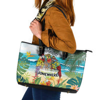 It's 5 o'clock Somewhere Leather Tote Bag Beach Party - Polynesian Pride