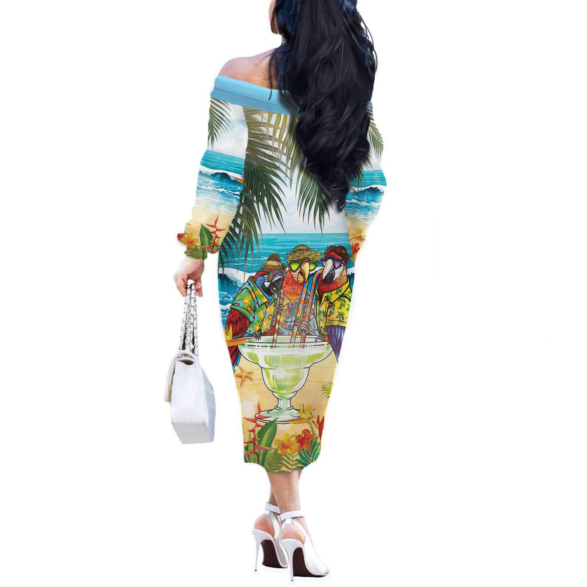 It's 5 o'clock Somewhere Off The Shoulder Long Sleeve Dress Beach Party LT7 - Polynesian Pride