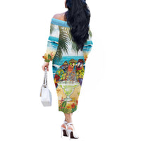 It's 5 o'clock Somewhere Off The Shoulder Long Sleeve Dress Beach Party LT7 - Polynesian Pride