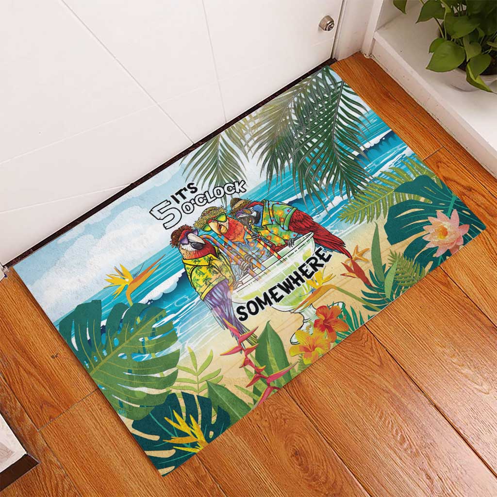 It's 5 o'clock Somewhere Rubber Doormat Beach Party - Polynesian Pride