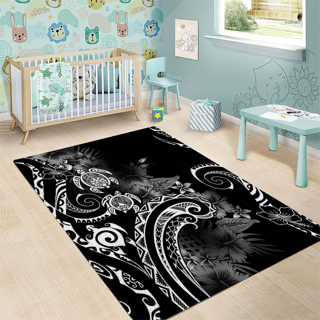 Aloha Hawaii Turtles Floral Area Rug Obsidian Glaze