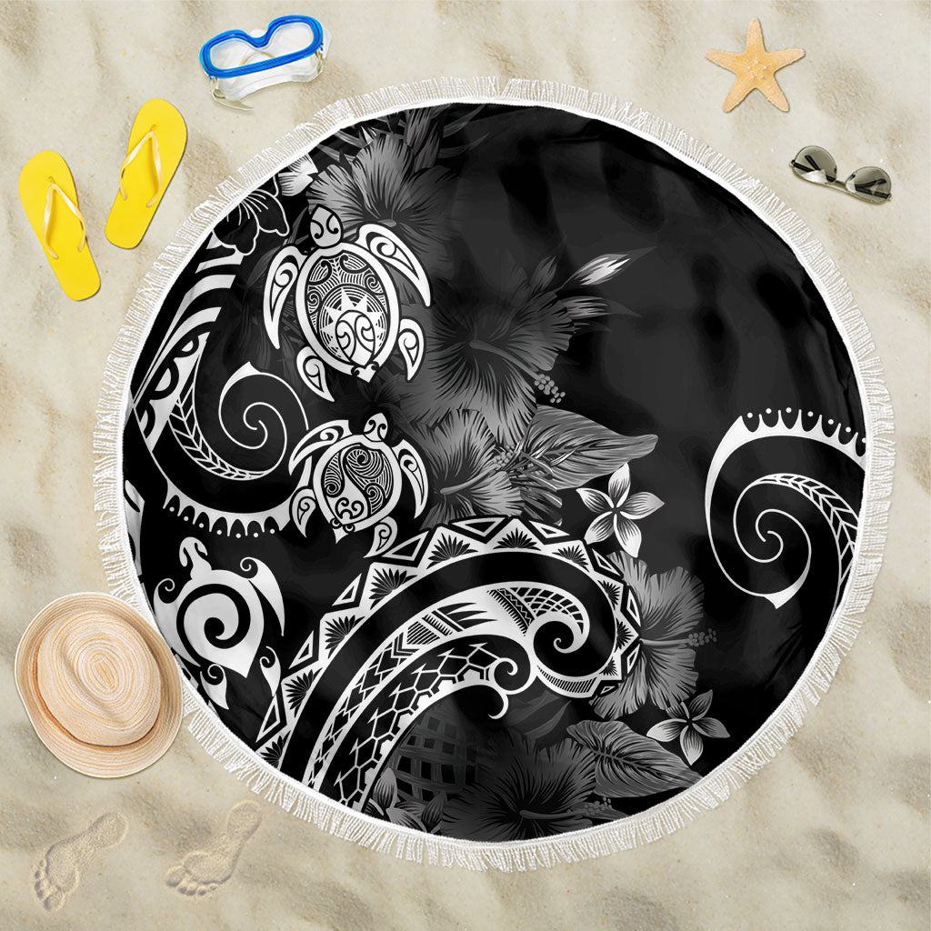 Aloha Hawaii Turtles Floral Beach Blanket Obsidian Glaze