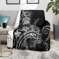 Aloha Hawaii Turtles Floral Blanket Obsidian Glaze