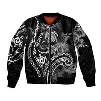 Aloha Hawaii Turtles Floral Bomber Jacket Obsidian Glaze