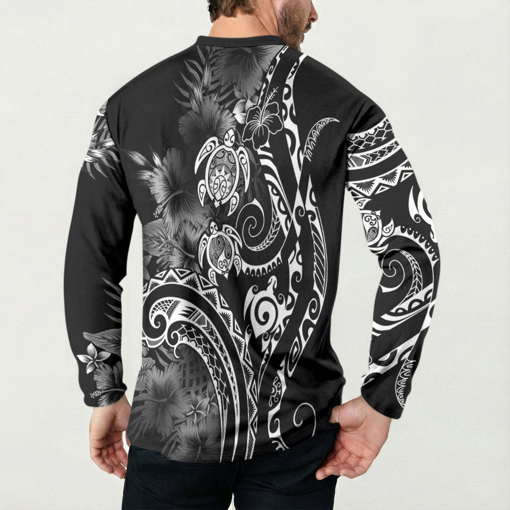 Aloha Hawaii Turtles Floral Button Sweatshirt Obsidian Glaze
