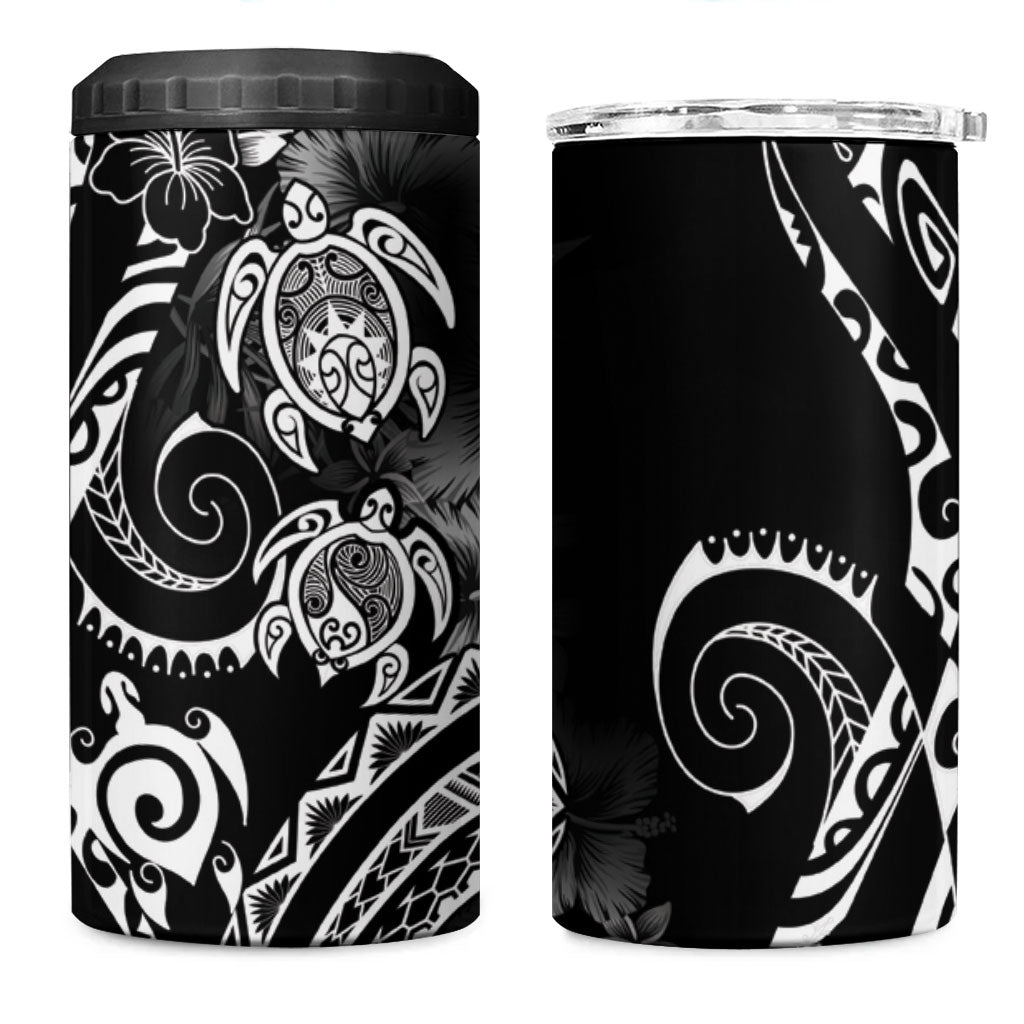 Aloha Hawaii Turtles Floral 4 in 1 Can Cooler Tumbler Obsidian Glaze LT7 One Size: 16 oz Black - Polynesian Pride