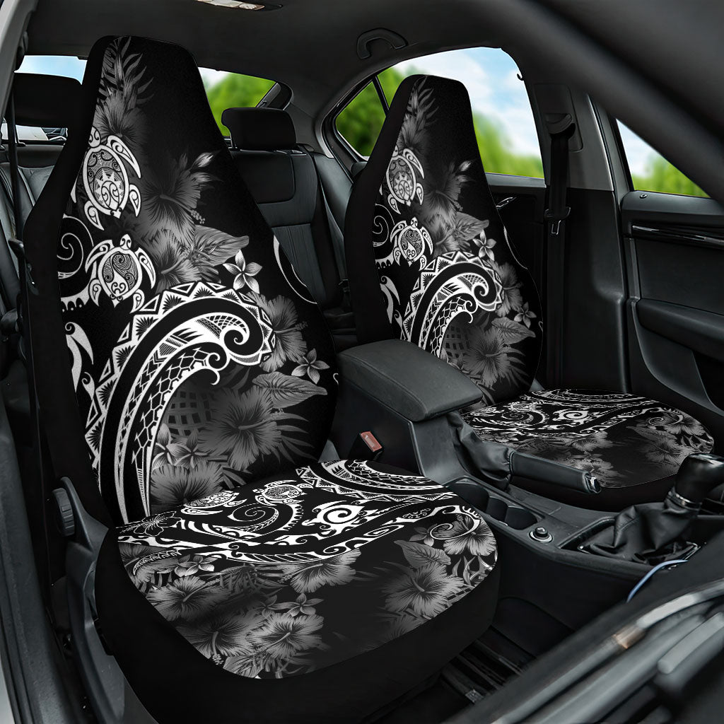Aloha Hawaii Turtles Floral Car Seat Cover Obsidian Glaze LT7 One Size Black - Polynesian Pride