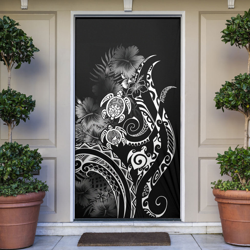 Aloha Hawaii Turtles Floral Door Cover Obsidian Glaze LT7 Black - Polynesian Pride