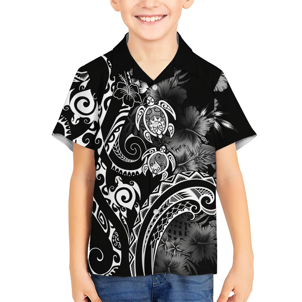 Aloha Hawaii Turtles Floral Family Matching Long Sleeve Bodycon Dress and Hawaiian Shirt Obsidian Glaze