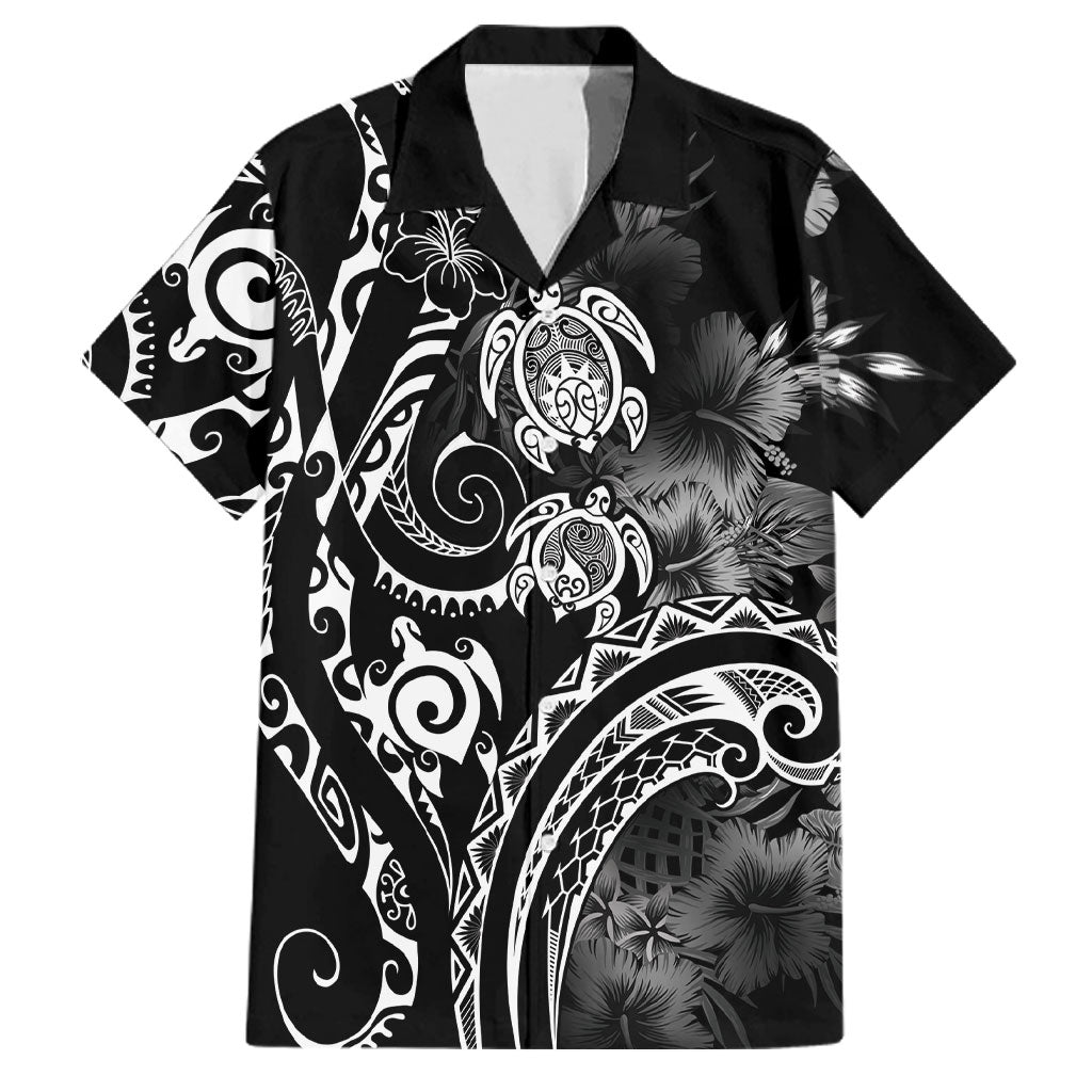 Aloha Hawaii Turtles Floral Family Matching Off Shoulder Maxi Dress and Hawaiian Shirt Obsidian Glaze