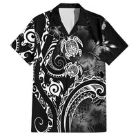 Aloha Hawaii Turtles Floral Family Matching Puletasi and Hawaiian Shirt Obsidian Glaze