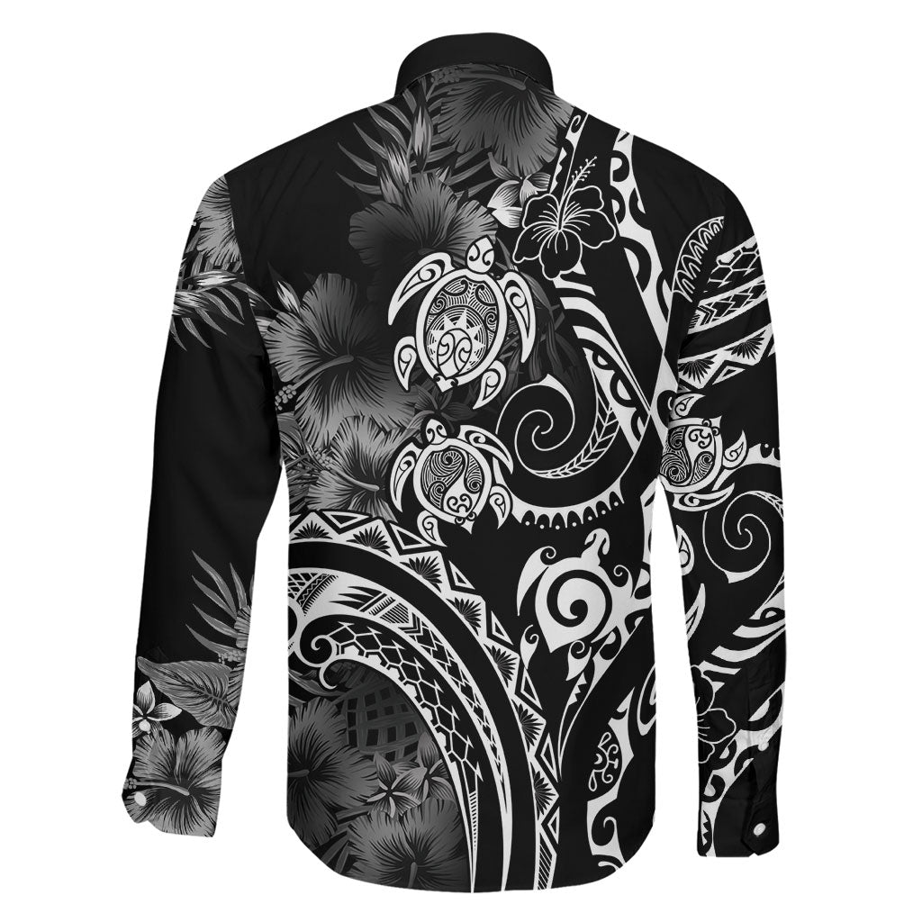 Aloha Hawaii Turtles Floral Family Matching Puletasi and Hawaiian Shirt Obsidian Glaze