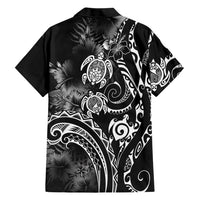 Aloha Hawaii Turtles Floral Family Matching Short Sleeve Bodycon Dress and Hawaiian Shirt Obsidian Glaze