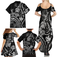 Aloha Hawaii Turtles Floral Family Matching Summer Maxi Dress and Hawaiian Shirt Obsidian Glaze