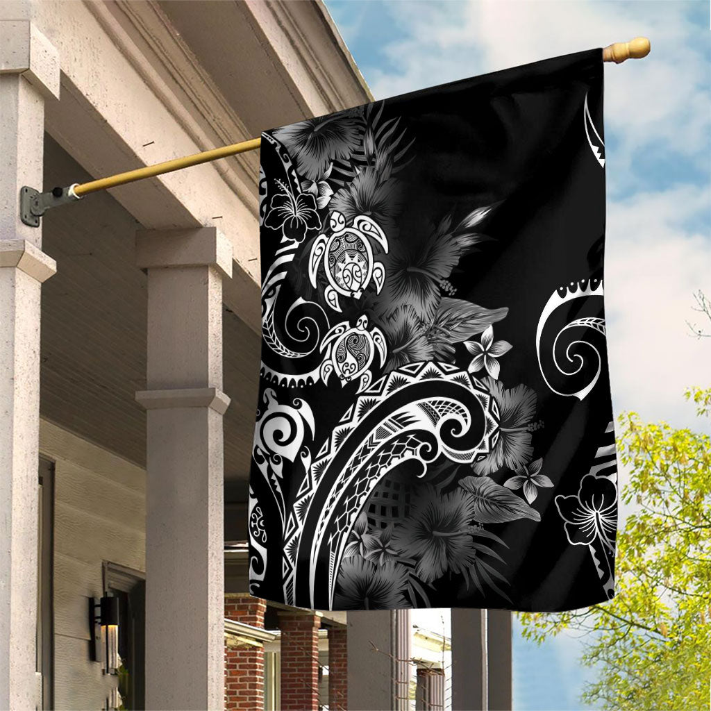Aloha Hawaii Turtles Floral Garden Flag Obsidian Glaze LT7 House Flag Black - Polynesian Pride