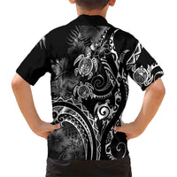 Aloha Hawaii Turtles Floral Kid Hawaiian Shirt Obsidian Glaze